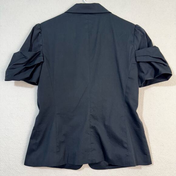 Elie Tahari Snap Button Closure Notched Lapel Collar Size Medium Black Blazer - Picture 2 of 9